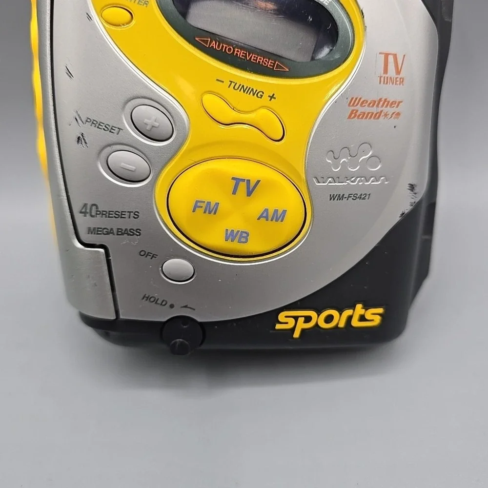 Sony Yellow Black Silver Portable Cassette Player TV/FM/AM Sports